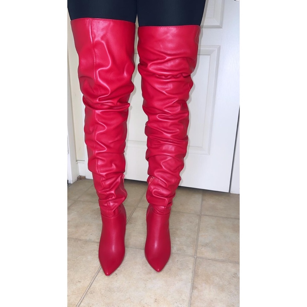 Heavenly red thigh high boots